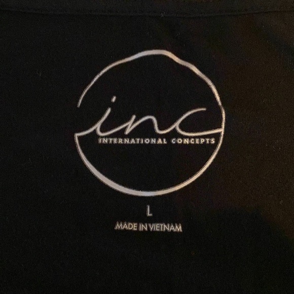 INC black t-shirt tunic with peekaboo v-neck. Sz L - Picture 4 of 6